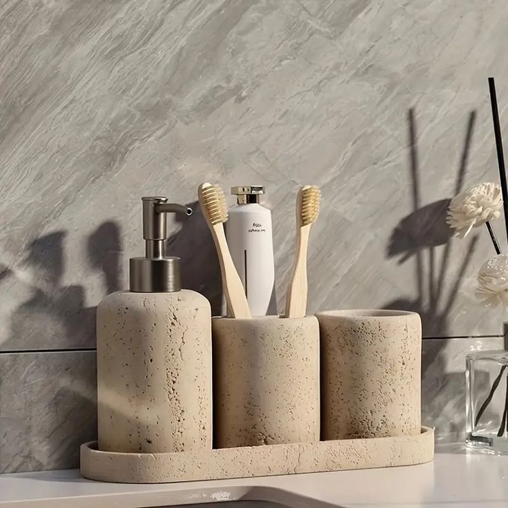 Resin Soap Dispenser Bathroom Marble Pattern Countertop – Temu